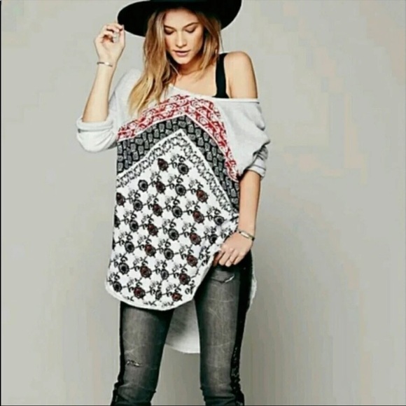 Free People Tops - Free People Del Ray Mixed print Oversized Top
